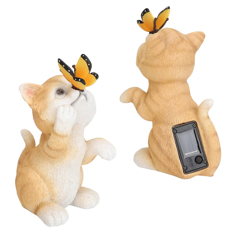 Solar Cat Yard Decor Decorative Light Cat Garden Sculpture Exquisite