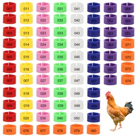 Chicken Thigh Bands Poultry Leg Rings, Poultry Band, Pack of 80 Chicken Rings, Pigeon Rings, Identification Leg Bands, for Marking Small Poultry Feet, 8 Colours, with Number, 16 mm