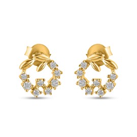 Oarra Beautiful Diamond Stud Earrings For Women - 14k Gold Plated Trendy Earrings For women - 1ct D/VVS1 Simulated Diamond Earrings Set - In White Gold, Rose Gold And Yellow Gold (Yellow Gold)