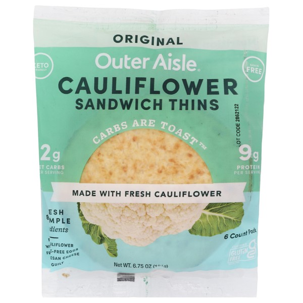 Outer Aisle Original Cauliflower Sandwich Rounds, 6.75 Ounce (Pack of
