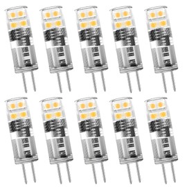 Noobibaba G4 LED Bulb 12V 24V, T3 LED Landscape Light Bulbs 2W Warm White Bi-Pin Base Equivalent to 20W Halogens, 2700K 230lm for Outdoor Landscape Deck Path Light, 10-Count