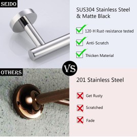 SEIDO Towel Holder Chrome, 304 Stainless Steel Bathroom Towel Bar, 24 Inch Towel Racks for Bathroom, Polished Chrome