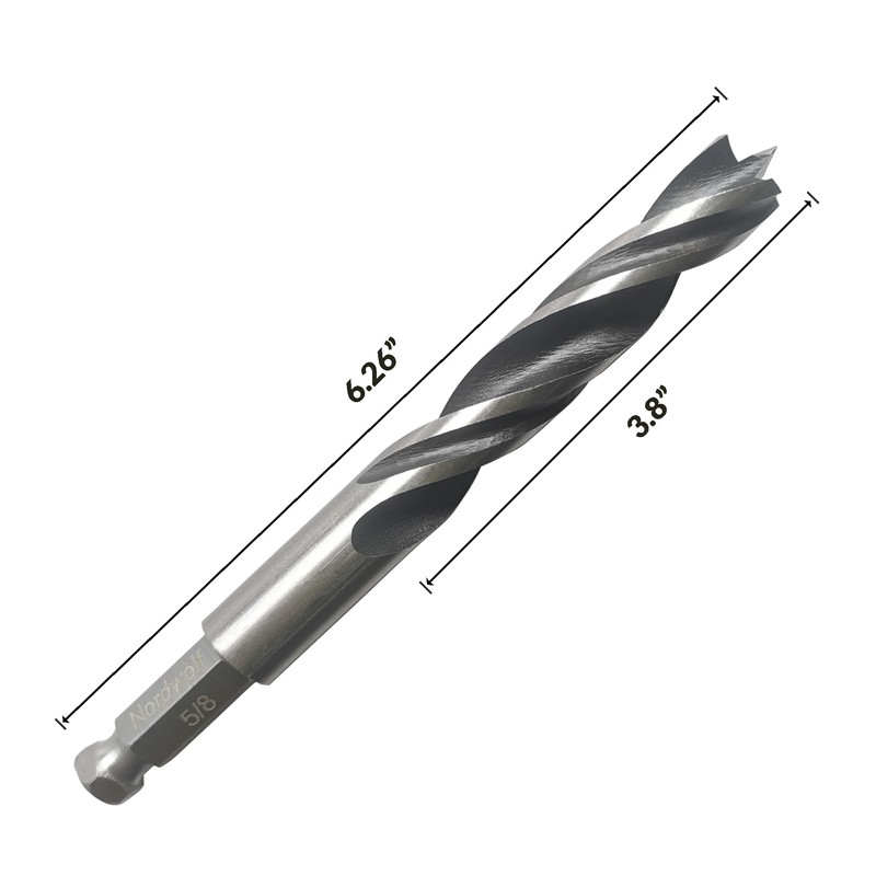 NordWolf 5/8" Brad Point Wood Drill Bit, Double Flutes Design