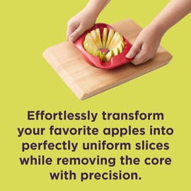 Chef'n 16 Slice Apple Corer and Slicer, Stainless Steel Blades with Safety Cover, Diswasher Safe, Red