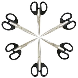 6 inch Scissors Comfort-Grip Handles Small Sewing Scissor,Sharp Office Pointed Scissors 6-pack 5" Black Perfect for Cutting Paper