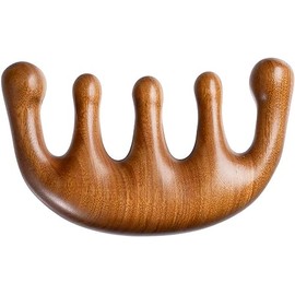 cureder Wooden Massage Comb with Wide Tooth, Scalp Massager Round Tooth Comb, Gua Sha Manual Lymphatic Drainage Massage Tool, Fatigue Relieve Acupoint Massager