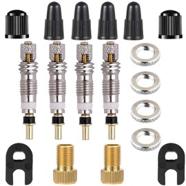 KEWAYO Presta Valve Core Tool Set, 18Pcs Valve Repair Kit, with Plastic Caps and Valve Adapter Brass Valve Core Replacement for Cycling MTB Road Bike