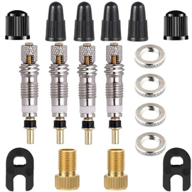 KEWAYO Presta Valve Core Tool Set, 18Pcs Valve Repair Kit, with Plastic Caps and Valve Adapter Brass Valve Core Replacement for Cycling MTB Road Bike