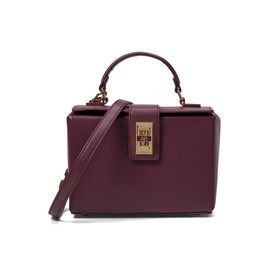 Anne Klein Women's Convertible Box Bag with Ak Enamel Turn Lock, Cranberry/Cranberry, One Size