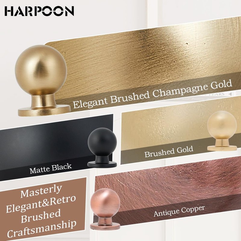 HARPOON 10 Pack Cabinet Round Knobs, Furniture Hardware Pull 1"