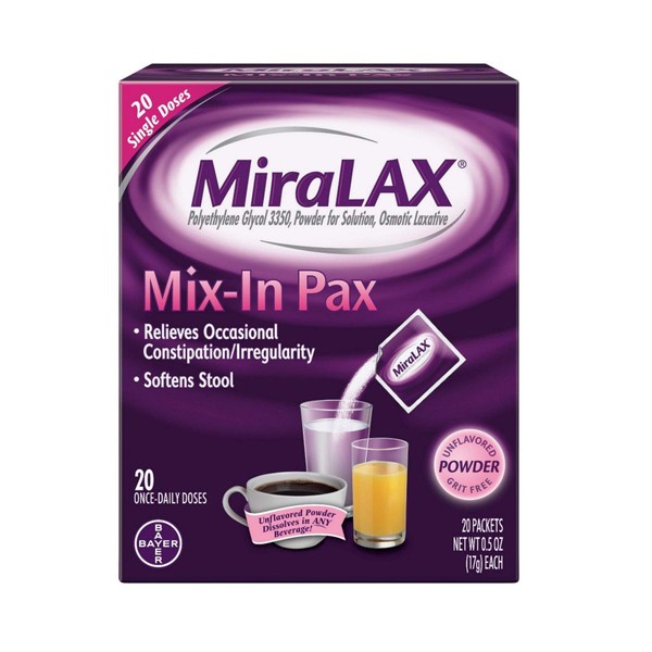 MiraLAX Mix-In Pax,0.59 Ounce (Pack of 20)