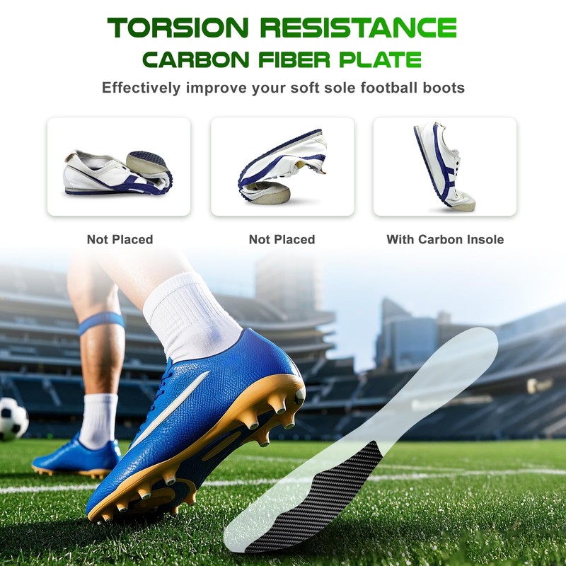 Carbon Fiber Insole for Soccer Cleats, Anti-Twist Rigid Shoe Insert,