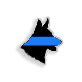 Police K9 German Shepard Head Blue Line Sticker for Laptop Cup Car Truck Vehicle Window Bumper Decal