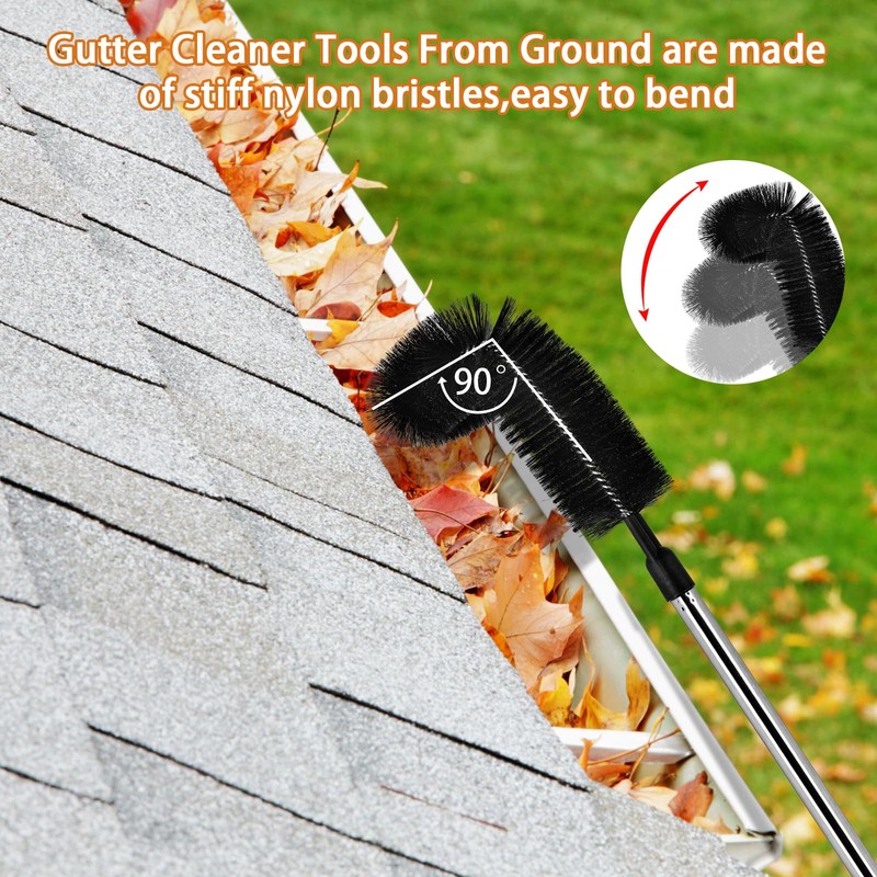 10.5FT Gutter Cleaning Tools from the Ground, Adjustable Long Handle