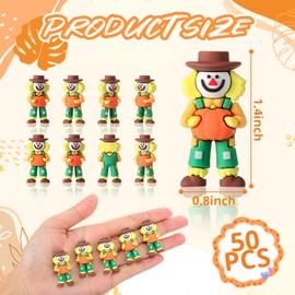 Beeveer 50 Pcs Thanksgiving Pumpkin Scarecrow Figurines, Small Harvest Scarecrows Figurines for Garden and Yard Rubber Tabletop Autumn Shelf Sitters Fall Decoration Thanksgiving Gifts Tabletop Decor