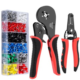 Yerbay Ferrule Crimping Tool kit with Wire Strippers and 1250 Wire Terminals Quadrangle Crimper 0.08-16mm² (AWG : 30-5), for Electricians, DIY Repair Use Self-Adjusting Crimping Too, Crimping Pliers
