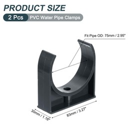 sourcing map 2Pcs PVC Water Pipe Clamps Clips, U-Shaped Tubing Hose Buckles, Irrigation Tube Holder for 75mm OD for TV Trays Tubing Hose Hanger Support Tubing, Black