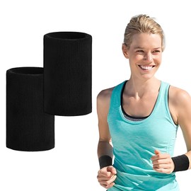 SULIUDAJI 6 Inch Sports Wristbands Elastic Cotton Sports Wristbands for Sports Pack of 2