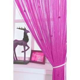 HSYLYM, Beaded Curtain for Doors, Living Room, Room Divider or Decoration, Fabric, Rose, 90 x 245 cm