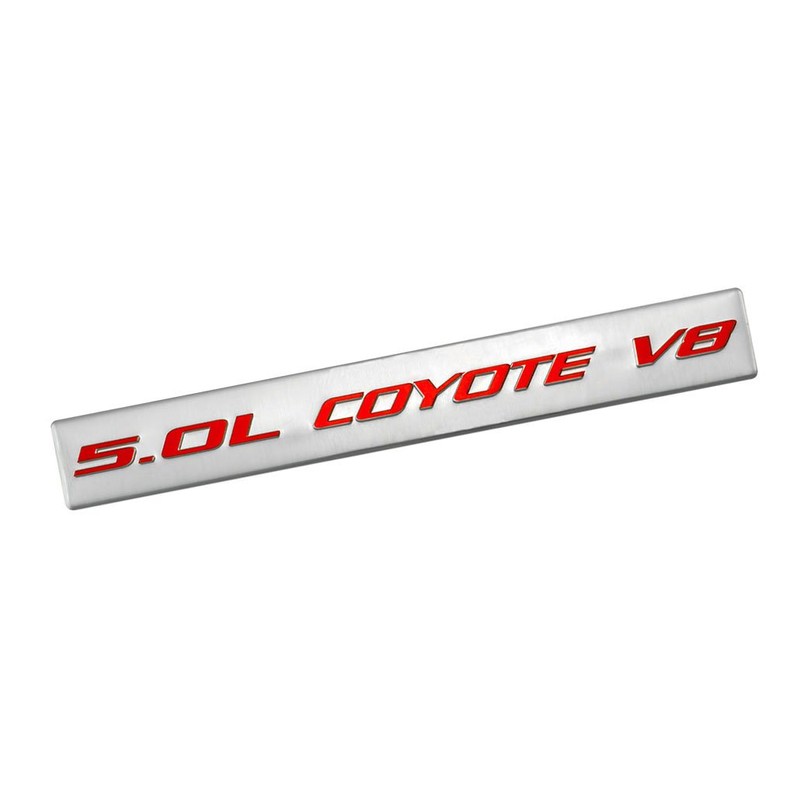 5.0L Coyote V8 RED on Silver Highly Polished Real Aluminum