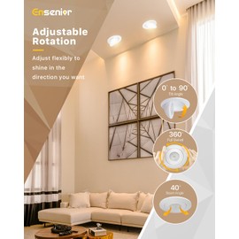 Ensenior 12 Pack 4 inch Gimbal Led Recessed Light with Junction Box, 90° Adjustable Directional Eyeball Lighting, Dimmable, 2700K/3000K/3500K/4000K/5000K, 900LM, 9W=100W-FCC Certified
