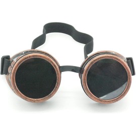 Steampunk Goggles – Retro Futuristic Eyewear for Cosplay, Festivals & Outdoor Events (Red Copper Frame & Black Lenses, Clear Lenses)