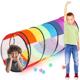 Seenelling 27.6 Inch Extra Large Play Tunnel for Kids Pop Up Crawl Tunnels Colorful Crawls Tube for Toddler Collapsible Tunnel Toy Gift with Breathable Mesh for Children Pet Indoor Outdoor (2 Pcs)