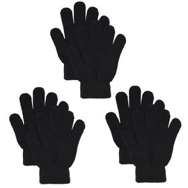 LYDTICK 3 Pairs Winter Magic Gloves Warm Strecty Knit Gloves For Men Women in Common Size, Black