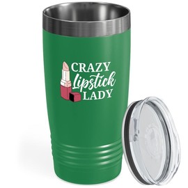 Flairy Land Makeup Artist Tumbler 20oz Green -Cr*zy Lipstick Lady A - Model Beautician Hairdresser Makeup Enthusiast Actresses Esthetician MUA