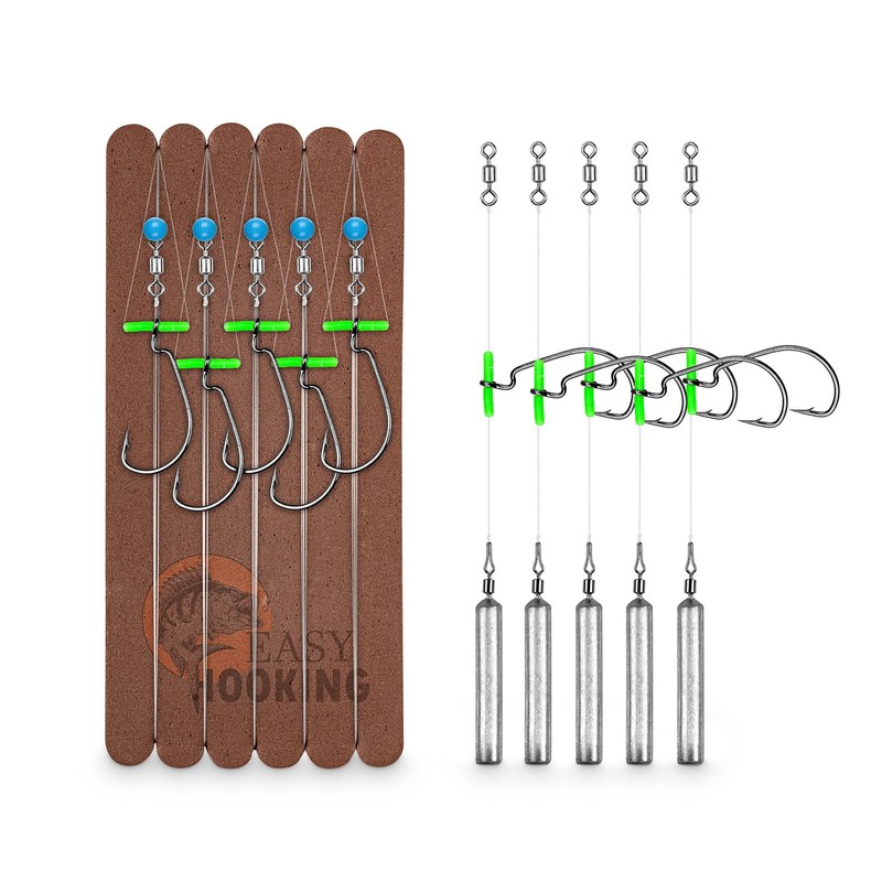 EASYHOOKING Drop Shot Rig Set 11-Piece - 5 Pre-Made Dropshot