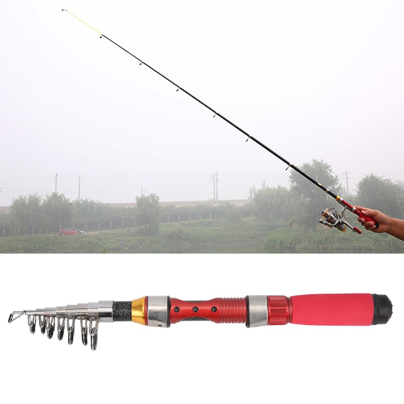 1.9m Portable Rotary Fishing Pole Outdoor Fiberglass Telescopic Casting Fishing