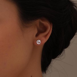 Charmsy 925 Sterling Silver Spiral Stud Earrings for Women Teen | Trendy Lightweight Geometric Round Swirl Earrings Trendy Jewelry Gifts 8MM