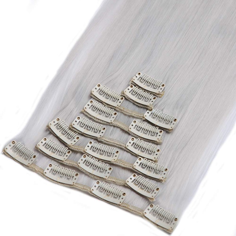 Clip-in hair extensions, 8 wefts like real hair, straight