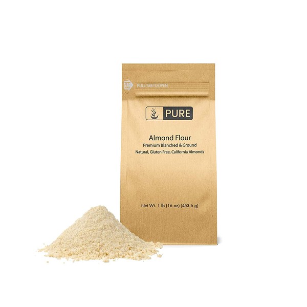 PURE Almond Flour (1 lb. (16 oz.)), Paleo & Keto Friendly, Gluten-Free, Vegan, Product of California, Blanched Almonds