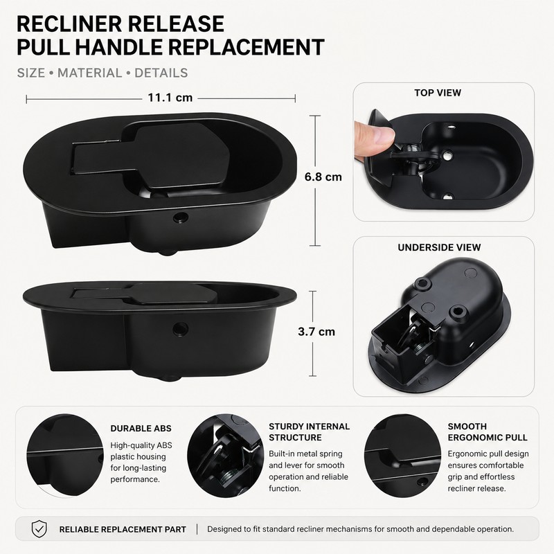 Universal Recliner Release Handle with Cable – Replacement Pull Lever