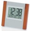 adesso Alarm Clock Atomic Wood Watch Temperature Display Silver 8727