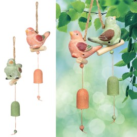 TROGN Bird Wind Chimes Unique for Outside Ceramic Deep Tone Wind Chimes Set of 2,Hanging Decor Suitable for Outdoor,Garden,Patio,Yard,Porch,Balcony,Cute Housewarming Gift (Bird)