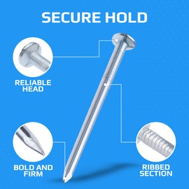 Nails for Wood Flat Round Head 32mm (Pack of 500) Zinc Plated Nail Galvanized Heavy Duty for DIY and Crafts Home Decor Woodwork Furniture Hanging Pictures Construction (32mm x 1.8mm)