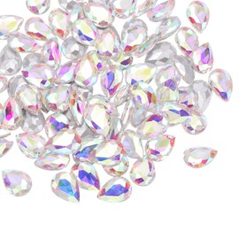 sourcing map 100Pcs 13 x 18 mm Teardrop Rhinestones Acrylic Pointed Back Rhinestone Beads Gems for Jewelry Making Costume Crystal Embellishments Crafts, Multicolored