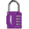 RESET-060 4 Digit Combination Lock,Outdoor Padlock,Indoor Padlock for School Gym Sports Locker Fence Toolbox Gate Suitcase Hasp Purple