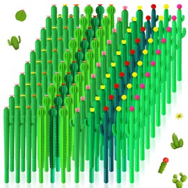 AmazingSpark 300 Pcs Cactus Pens Bulk Cactus Party Favors Cute Novelty Plant Black 0.5mm Gel Ink Pens for Back to School Gift Summer Home Office Supplies