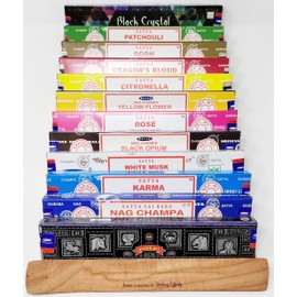 Satya Nag Champa and JRose Collections Combo Set of Incense Sticks and JR Incense Holder 12 Packs 15g, Multi Fragrances Set-MR2
