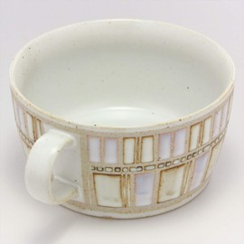 Hasamiyaki Soup Cup Tile Art Red