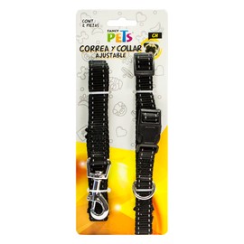 Fancy Pets Correa con Collar de Nylon para Perro con Bandas Reflejantes Tamaño Chico