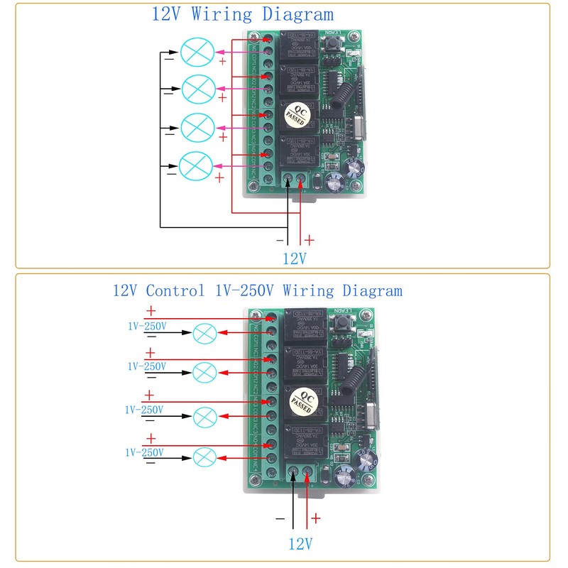 SUYUKUFU 433Mhz DC 12V 4CH Channel Wireless Switch Long Range