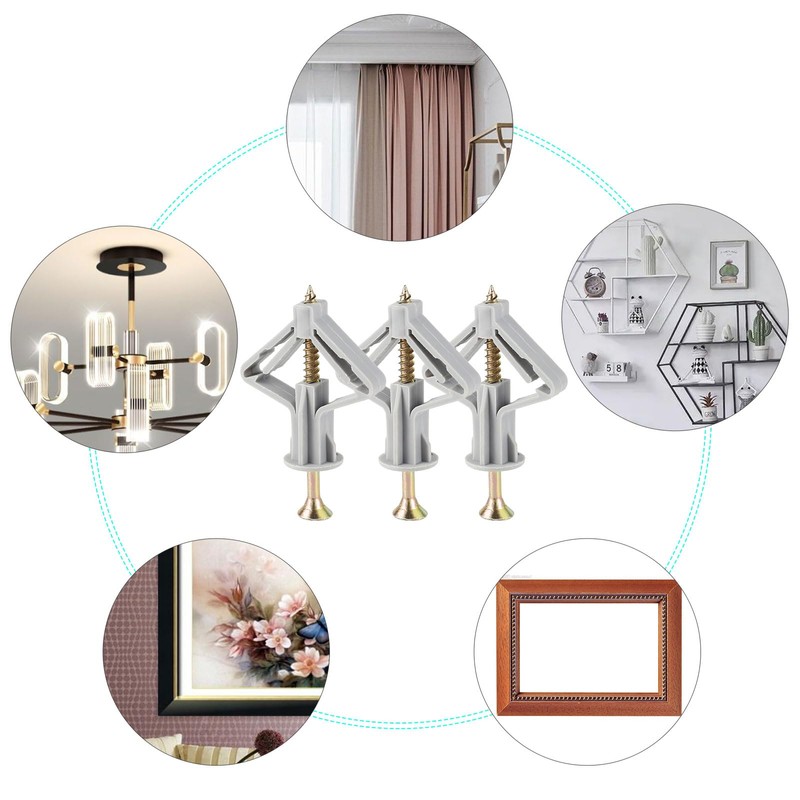 100Pcs Expanded Plasterboard Anchor Metal Drywall Anchor Kit High Strength