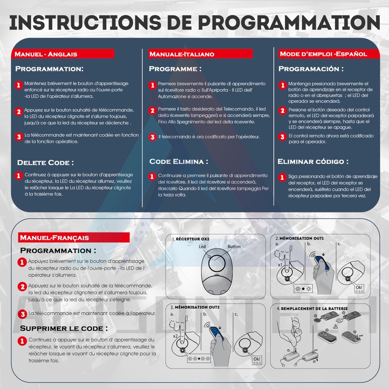 Era-Inti 3 x Remote Control Motorisation Gate Garage Door 433.92