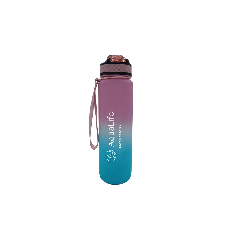 AquaLife Time marked, motivational 1L water bottle, leakproof sports water