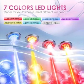 Terapia de luz roja para el rostro, máscara facial con luz LED de 7 colores y 1 unidad, máscara para el cuidado de la piel del rostro (blanca)