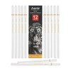 White Charcoal Pencils, Pack of 12 Charcoal Drawing Pencils, Charcoal